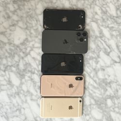 5 iPhones 13 Pro Max, 2x SE 2020, iPhone XR, iPhone 6s