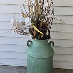 Vintage Milk Can W/Floral Arrangement, No Lid