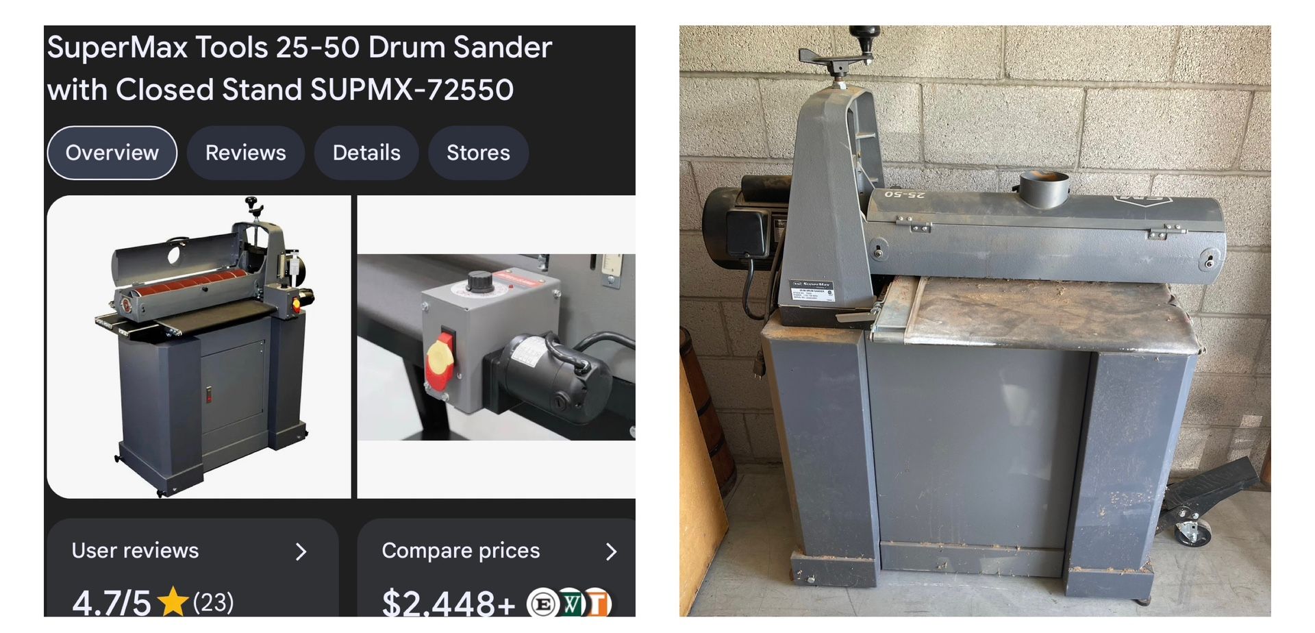 Supermax Tool 25-50 Drum Sander