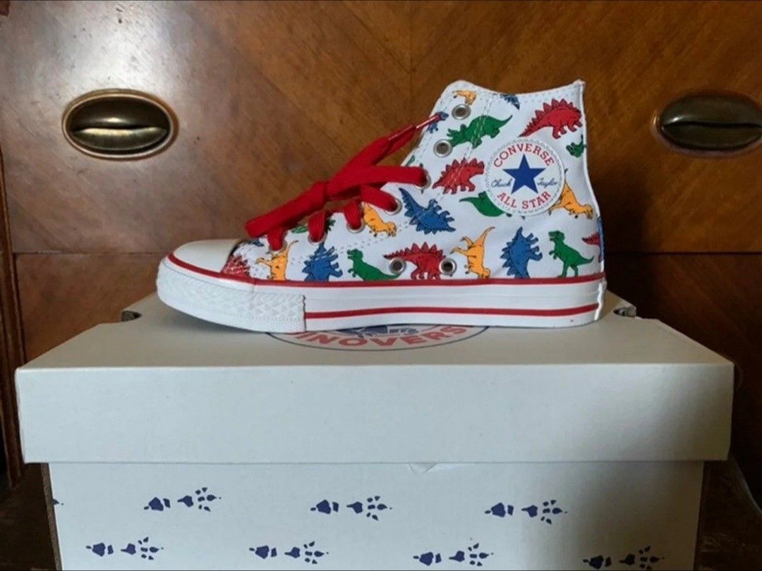 New Dinosaurs White Converse Size 2