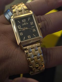Invicta Square Dial Gold-Tone Watch