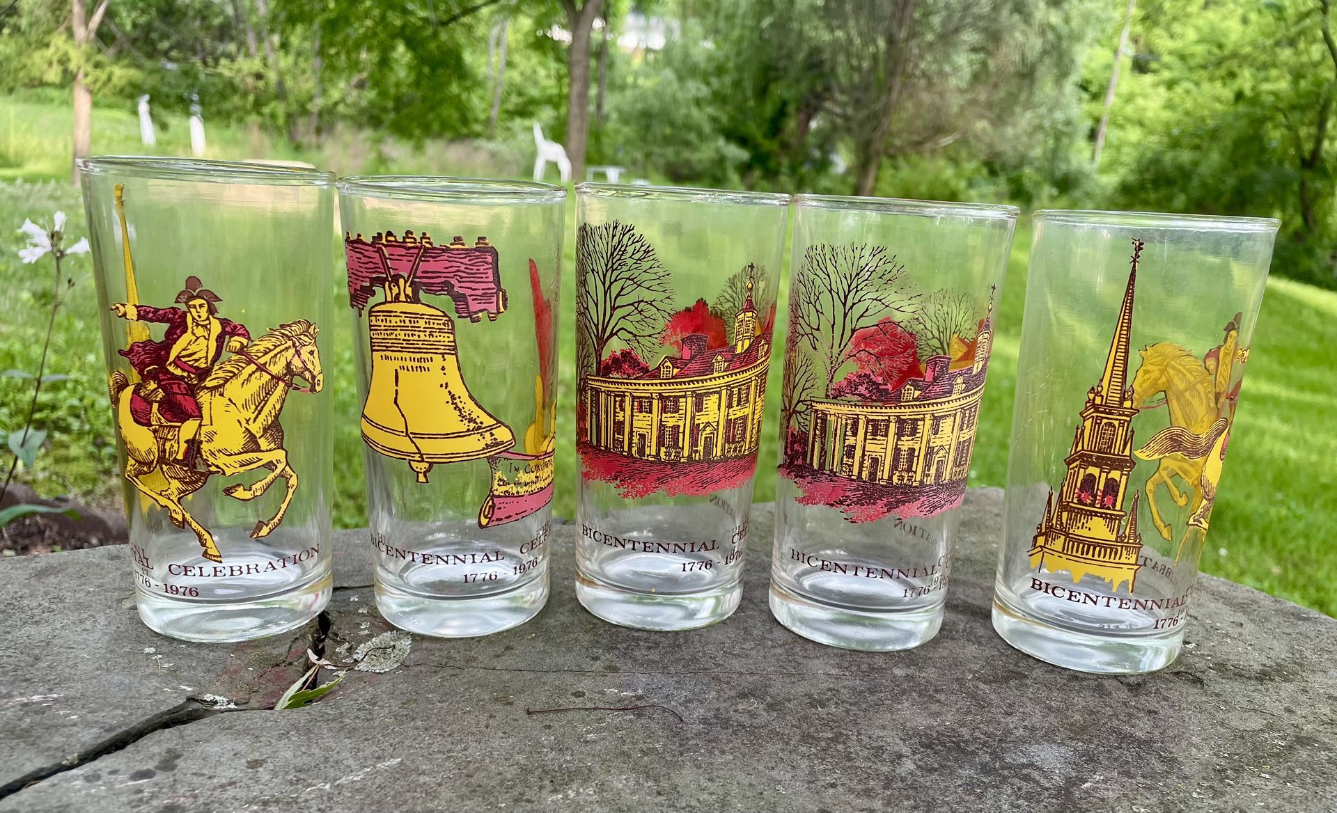 Set of 4 Vintage Bicentennial Celebration 1(contact info removed) Tumblers Drink Glasses 12 oz