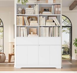 47.2" W Tall Bookshelf And Bookcase, 6 Tier Bookcase For Home Office, Living Room