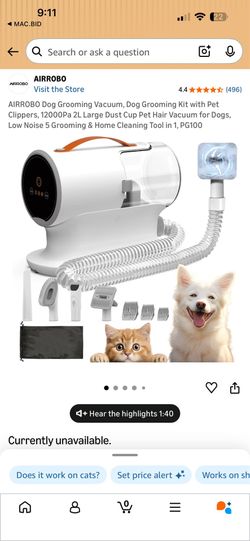 Pg100 pet grooming vacuum kit