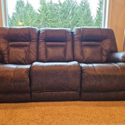 Wurstow Triple Power Leather Reclining Sofa