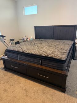 King bed frame and mattress