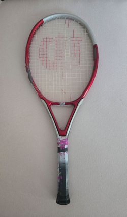 Wilson Triad 5.0 Tennis Racquet Red/Silver Grip 4 1/4 Torn Strings Adult Sport