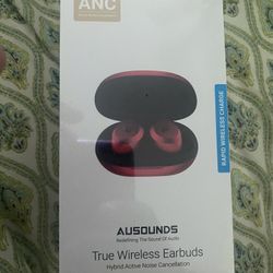 SEALED Ausounds AU-Stream Hybrid True Wireless Noise-Cancelling Earbuds Red