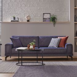 Evora Blue Gray 3-Seater Sofa Bed