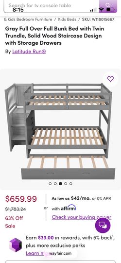 Bunk bed with trundle bed and drawers