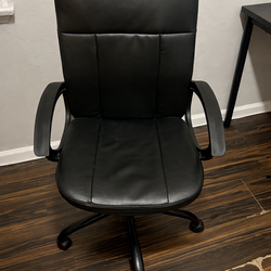 Black Faux Leather Office Chair – Rolling, Comfy
