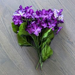 Faux Floral Flowers, 5 Stems, Purple