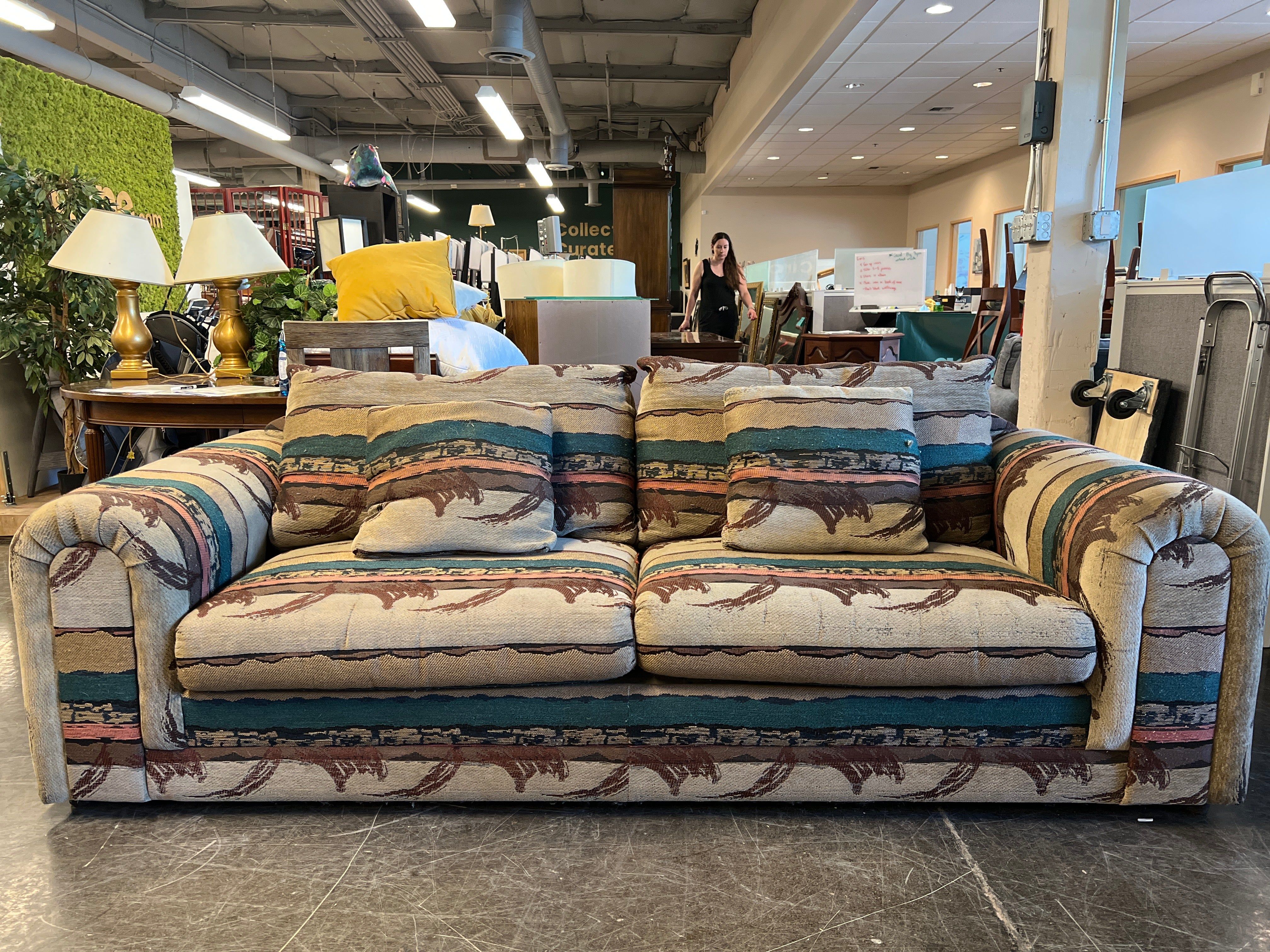 Striped Southwestern Pattern Two Seat Sofa