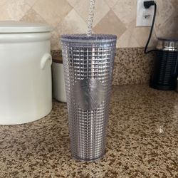 BNWT Starbucks Silver Grid Studded Holiday Tumbler Cold Cup