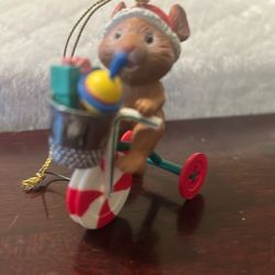 Little Mouse On A Tricycle Christmas Tree Ornament