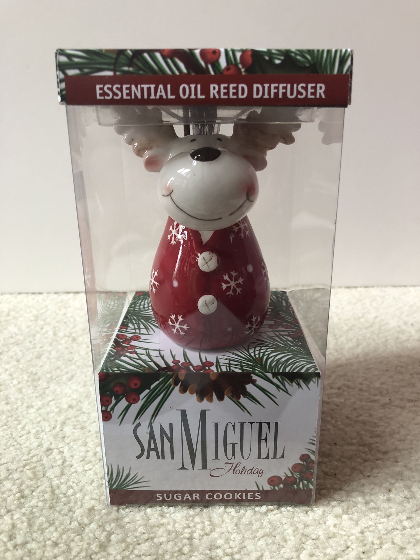 San Miguel Holiday Essential Oil Reed Diffuser Sugar Cookies Fragrance Christmas Reindeer New Box