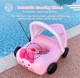 Cute Pink Car Baby Pool Float with Canopy - Like New (Used Once)