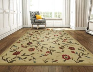 Ottomanson Ottohome Floral Rug, Beige, 3'3"X5' 2 PACK (Shipping)