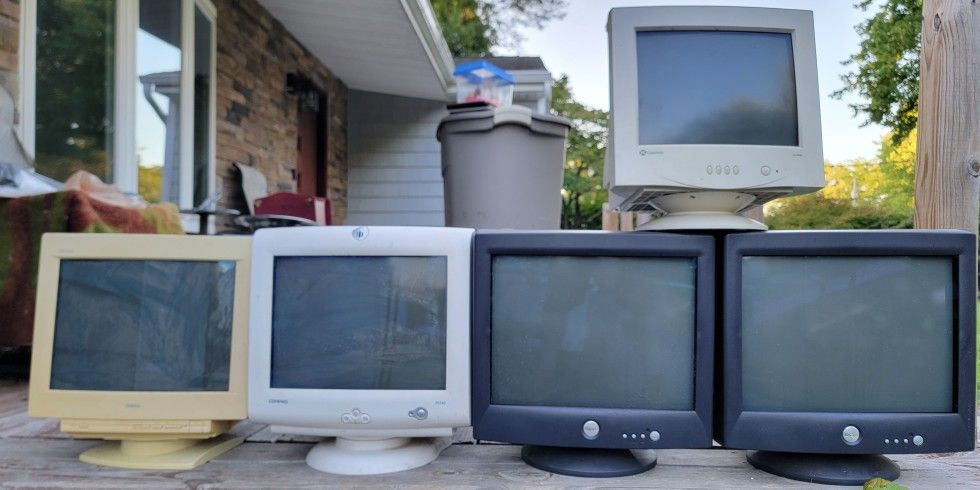 5 Vintage CRT Computer Monitors