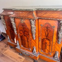 antique wooden cabinet with marble Top