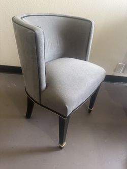 Small Barrel Chair Gray. Newly Reupholstered.