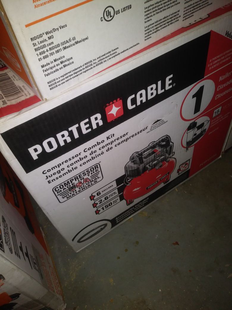 Porter cable air compressor and nail gun