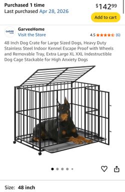Heavy-Duty XL Dog Crate / Kennel – 48” Escape-Proof Steel Cage – NEW