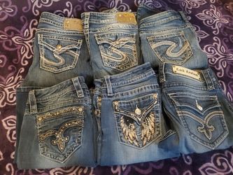 Lots of like new jeans! Miss me, rock revival, and silvers size 28x33 50 each or ill do a deal on more than 1 pair,