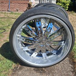 24" Giovanna Chrome Wheels & Tires 5x5 chevy