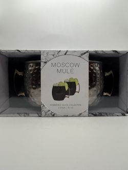 Moscow Mule 20 Oz Cup 2 Pack Hammered Black Collection Gift Set Brand New