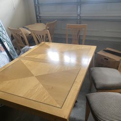 Table With Leaf And 6 Chairs