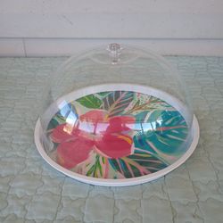 Mainstays Acrylic Dome Cover Melamine Food Serve Plate Cake Tray Set
