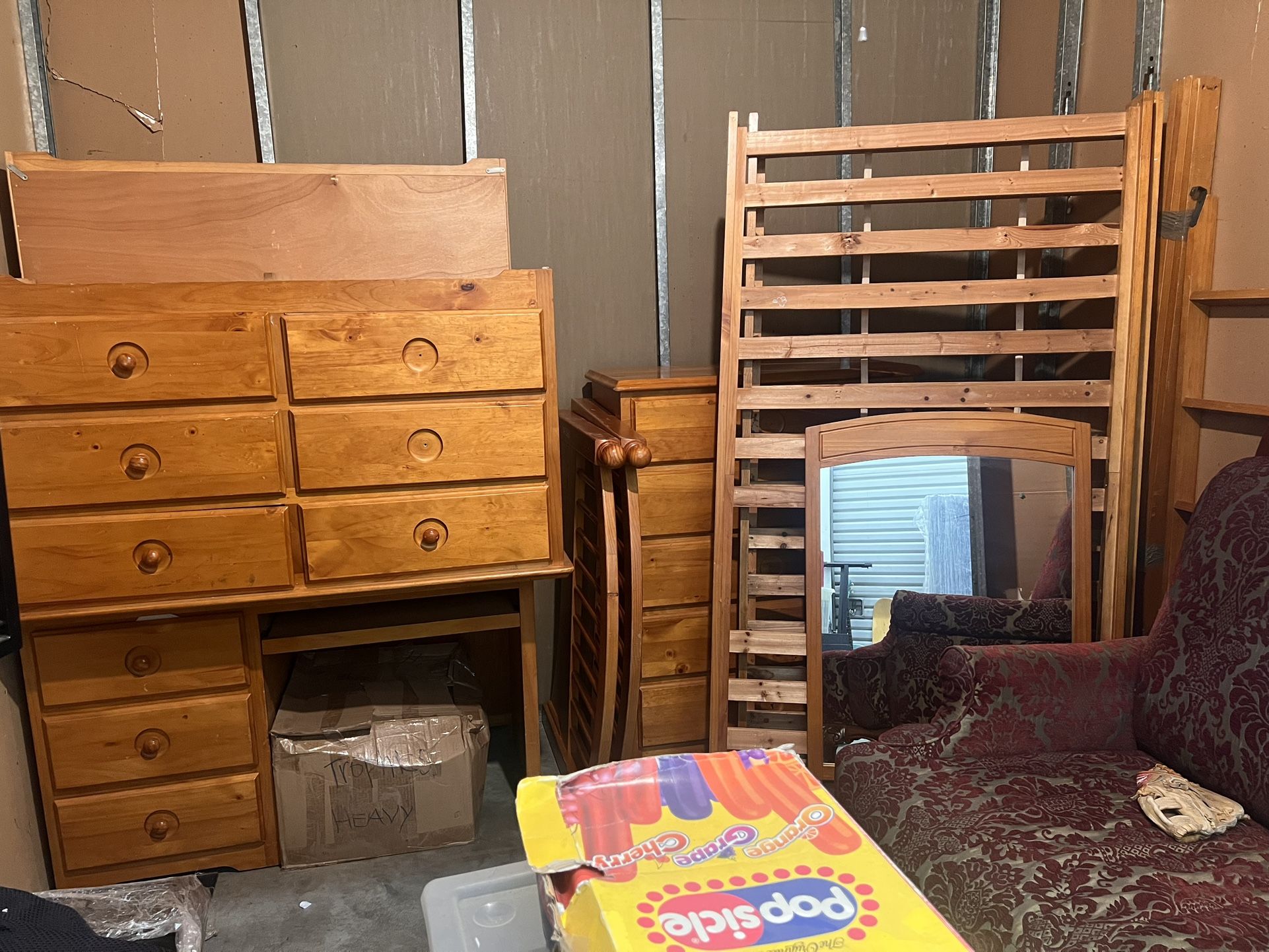 Bunkbed Set Real Pine Wood Dresser Mirror Desk Twin