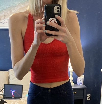 Red Small Halter Stretchy Tank Top