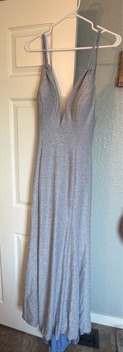 Blue sparkly prom dress with leg slit size L