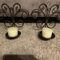 2 Wall Sconces With Candles