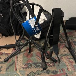 2 Guitar Stands, Cord And Strap 