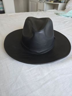 Black leather cowboy hat