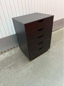Modern Black Nightstand with 5 Drawers