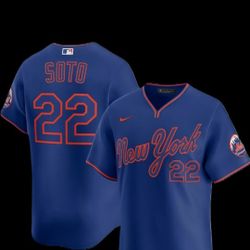New! Juan Soto New York Mets Mens Blue Alt Limited Baseball Jersey LG