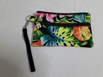 Hawaiian Print Wristlet Cosmetic Bag Pouch