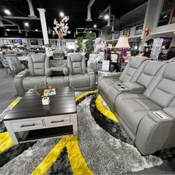 New 🌀$20 Down Payment Finance 🌀Backtrack Gray Power Living Room Set 🌀Sofa & Loveseat 🌀 Delivery Available 