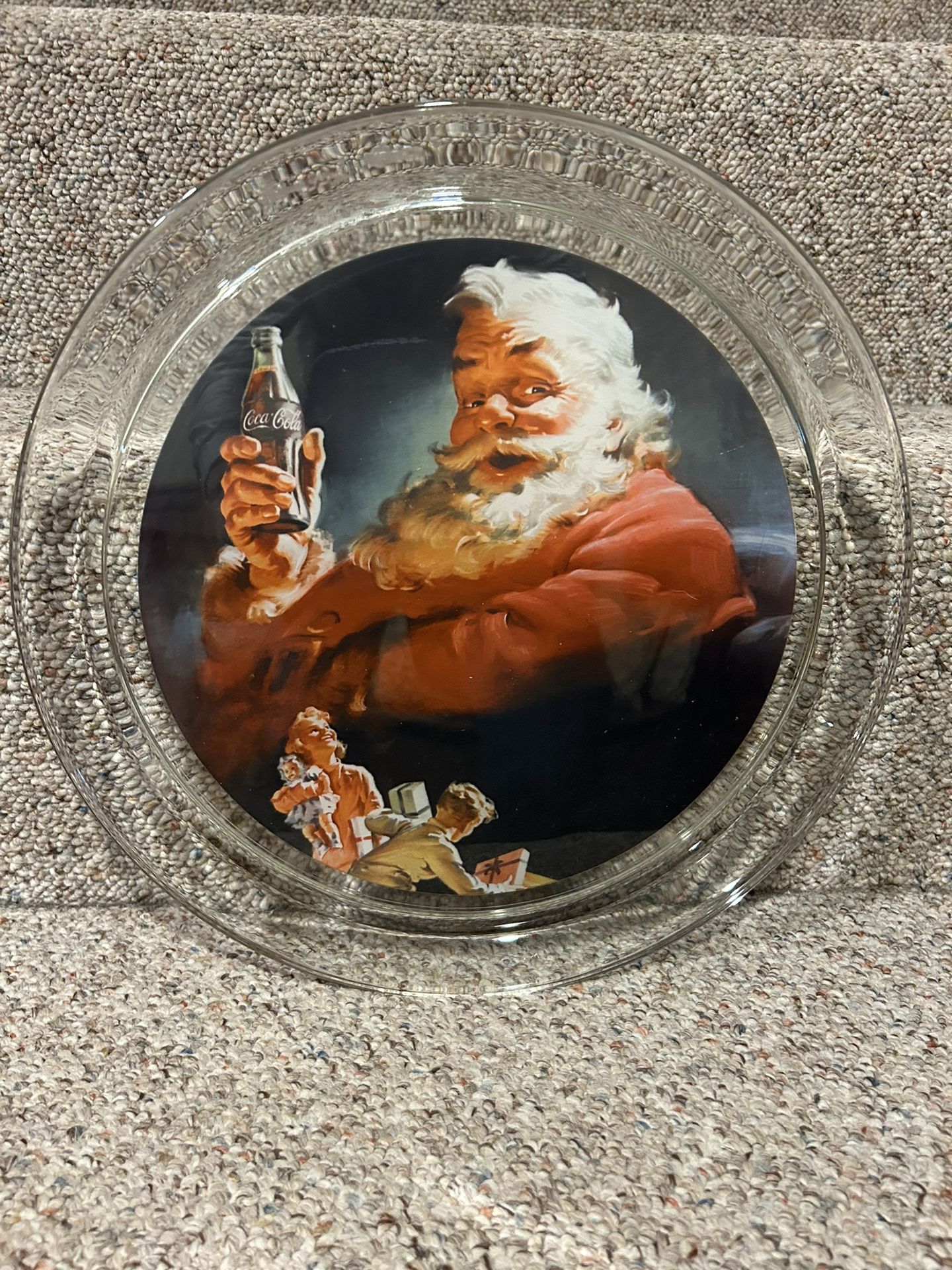 13” diameter Glass Santa Coca-Cola Plate/Tray