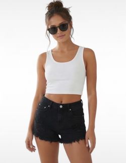 Almost Famous Black Distressed Denim Ripped & Frayed Hem WMNS Juniors Size 7