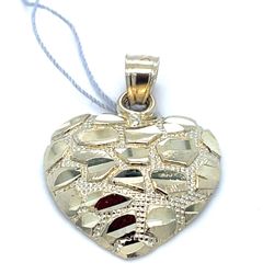 10Kt Yellow Gold Nugget Heart Pendant 2.80g 200226/34