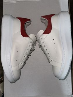Alexander McQueen Men's Oversized Leather Heel Detail Sneakers Red/White