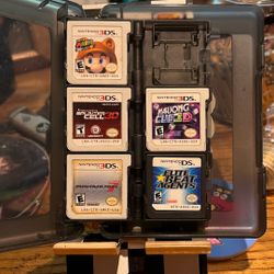 5 Nintendo 3DS Games & Case