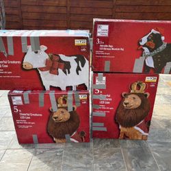 Christmas decorations - 2 lions, dog, and cow