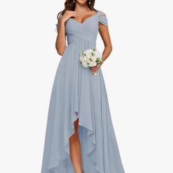 Off Shoulder Dress Dusty Blue 