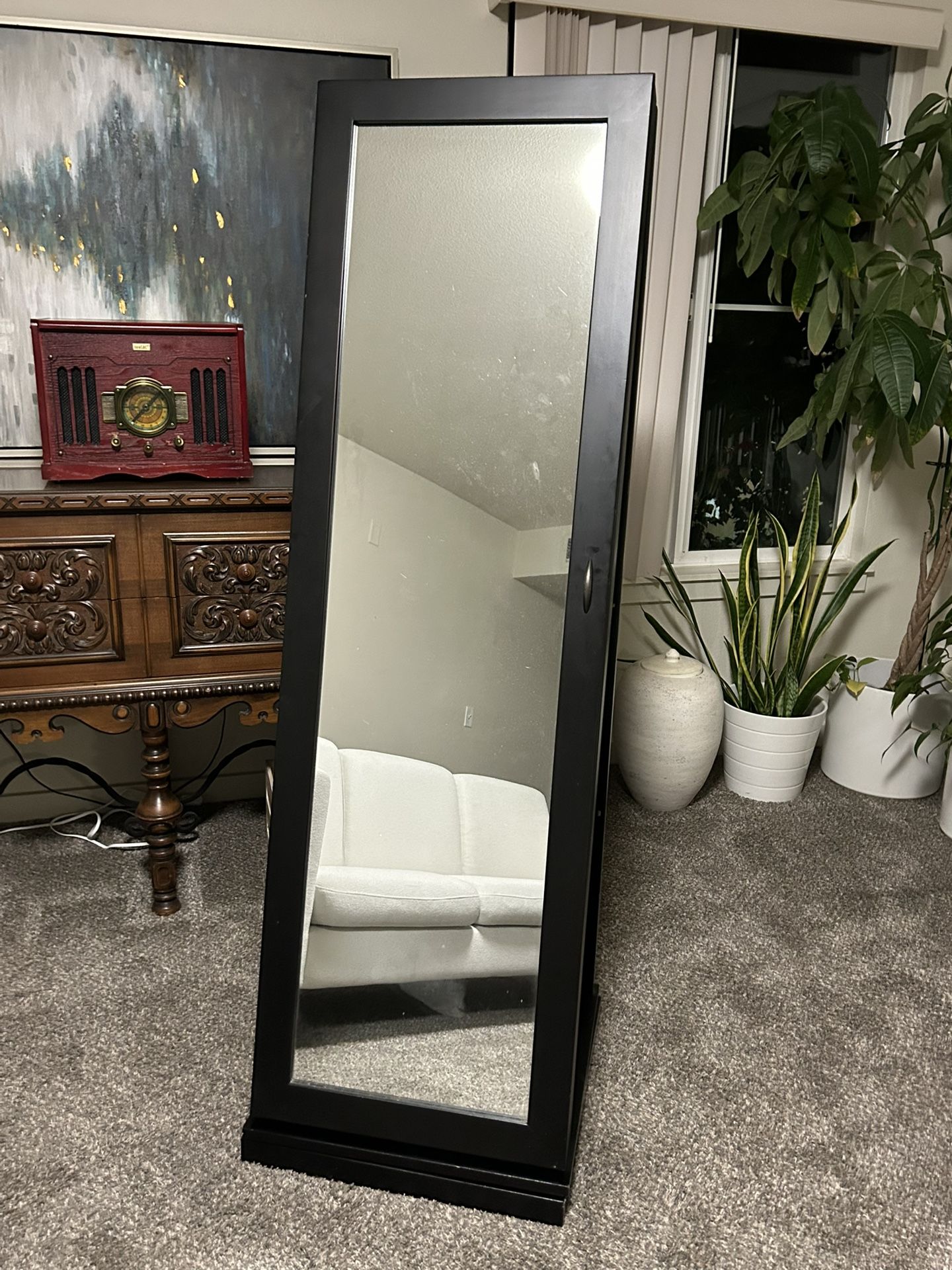 Tall Mirror That Is Also A Jewelry Storage $60